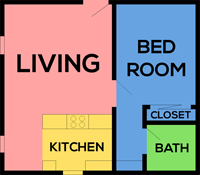 This image is the visual schematic representation of Floorplan A in Central Park East Apartments.