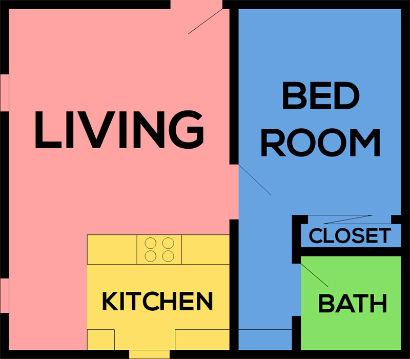 This image is the visual schematic representation of 'Floorplan A' in Central Park East Apartments.